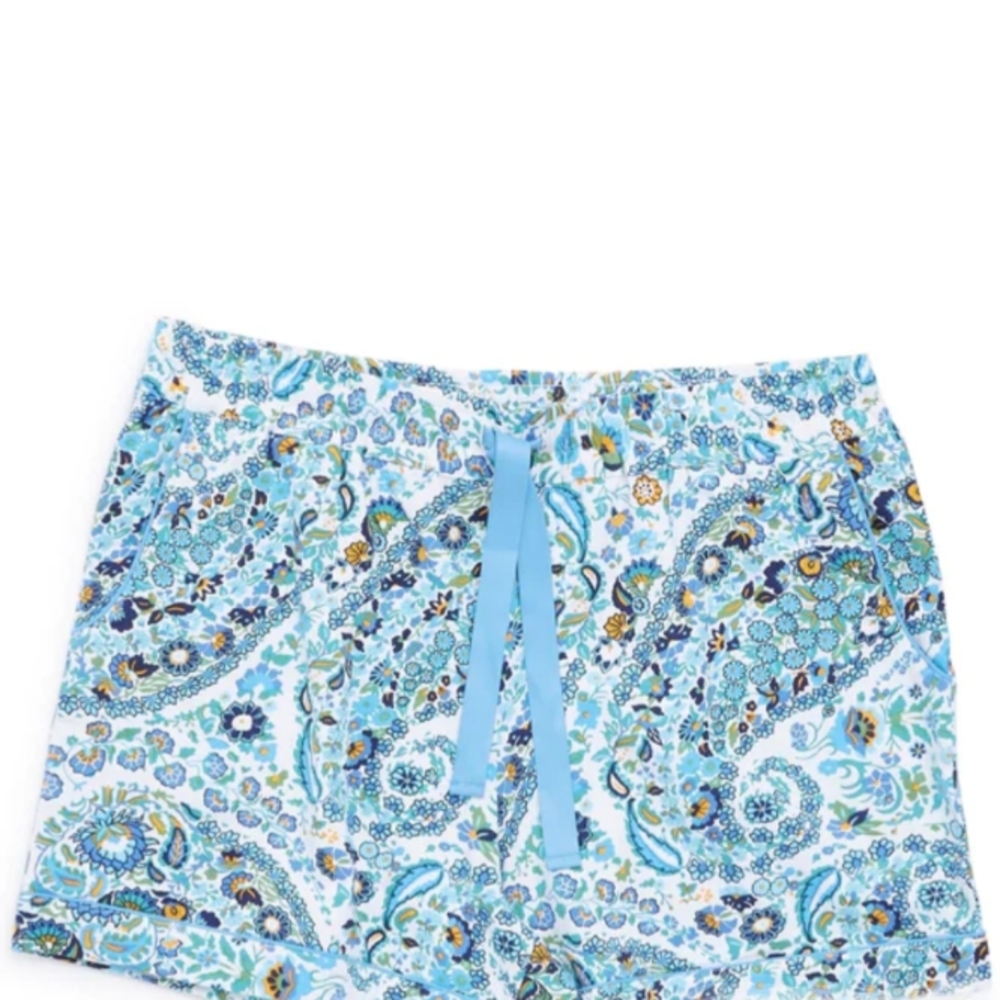 Vera Bradley Aqua and White Paisley Pajama Shorts